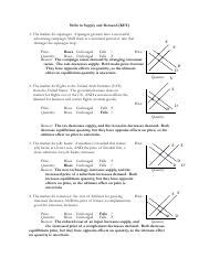 Key To Equilibrium Worksheet Pdf Shifts In Supply And Demand KEY 1