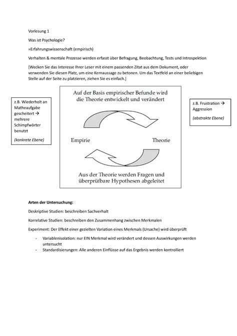 Zusammenfassung Wi Se Wintersemester Psychologie Vorlesung Was