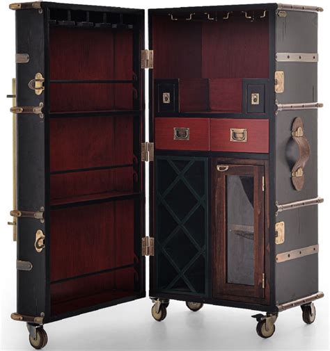 Casa Padrino Luxury Bar Cabinet With Wheels Antique Black X X H