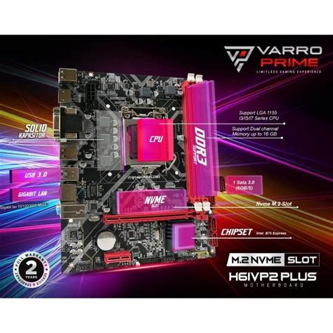 Jual Motherboard Gaming H Vp Plus Varro Support Nvme Resmi Wmf