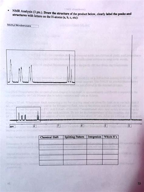 Nmr Analysis Pts Draw The Structure Of The Product Below Clearly