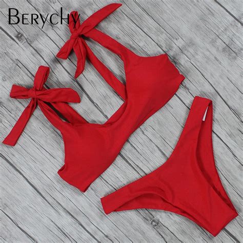 Berychy Bikini Anudada Acolchado Thong Bikini Set Mujeres Ba Adores