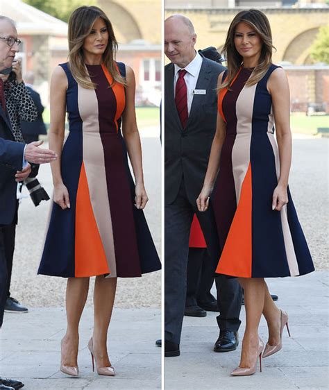 Melania Trump First Lady Wore A Striped Dress For Second Day Of Uk