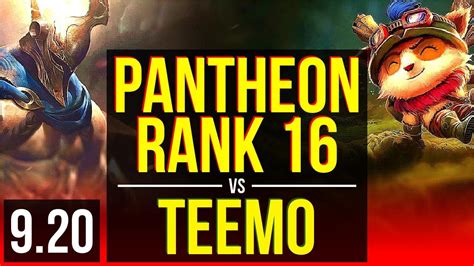 Pantheon Vs Teemo Top Rank 4 Pantheon Rank 16 Godlike Br