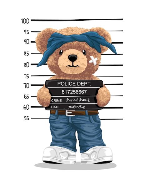 Premium Vector Hand Drawn Teddy Bear Cartoon In Gangster Style