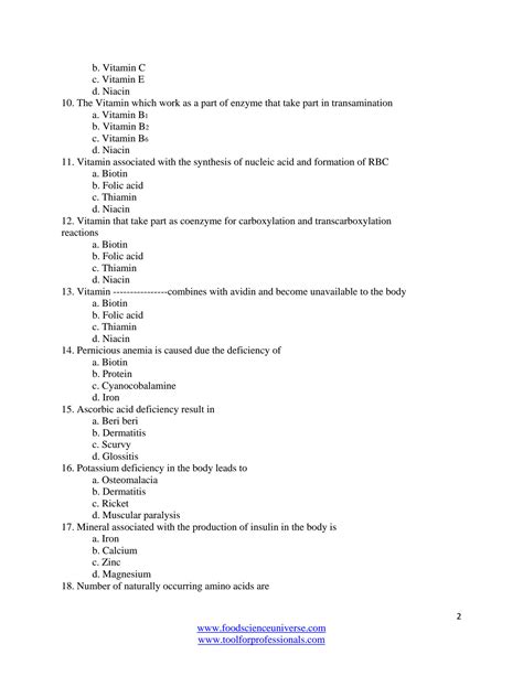 Solution Food Nutrition Mcqs With Answers Key Studypool