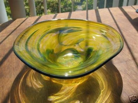 Signed Art Glass Free Form Bowl By Patty Yockey