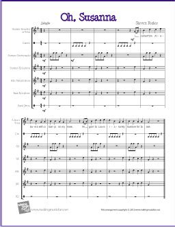 Oh Susanna Free Orff Orchestration Sheet Music