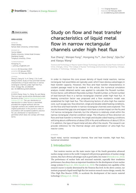 (PDF) Study on flow and heat transfer characteristics of liquid metal flow in narrow rectangular ...