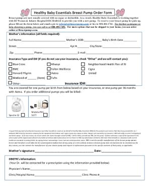 Fillable Online Fillable Online Healthy Baby Essentials Breast Pump