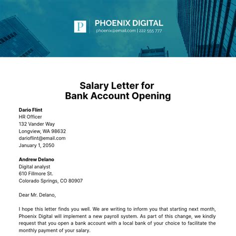 Free Salary Letter For Bank Account Opening Template Edit Online And Download