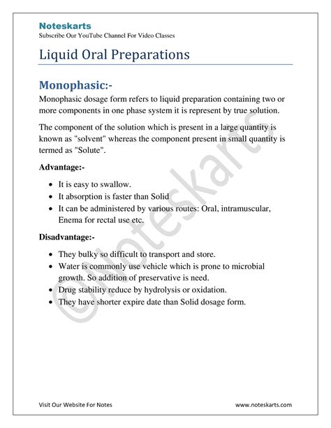 Liquid Oral Preparations Solution Syrup Elixir Emulsion Suspension Dry