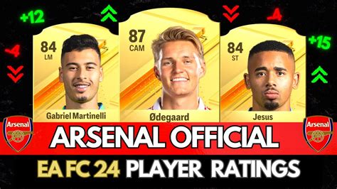 Ea Fc 24 Official Arsenal Player Ratings Fifa 24 💀😲 Ft Ødegaard