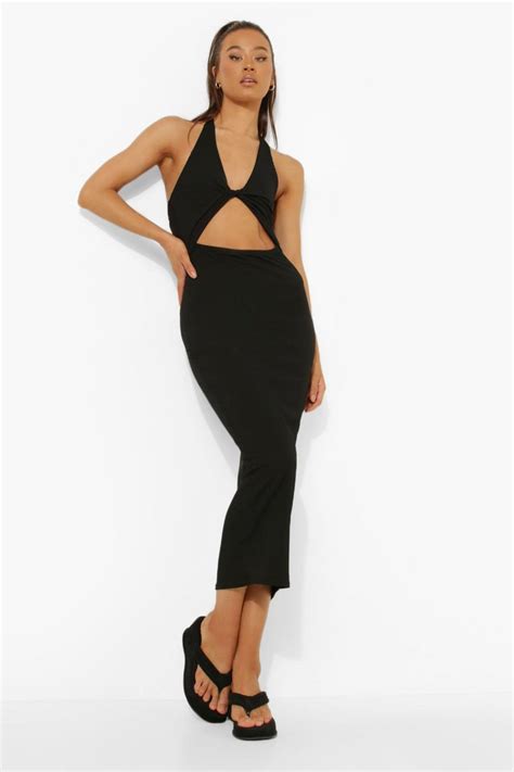 Tall Halter Rib Midaxi Dress Boohoo