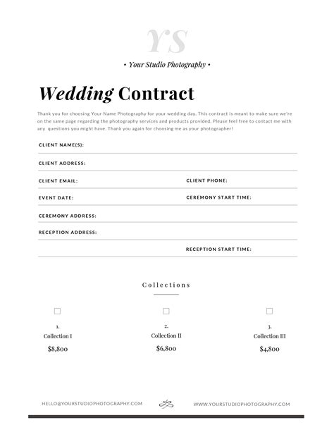 Wedding Photographer Contract Template Wedding Session Agreement