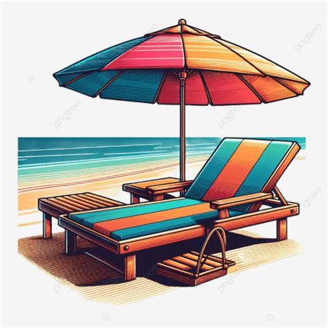 Sunbed With Umbrella Wooden Deck Chair Sea Beach Sea Beach Umbrella