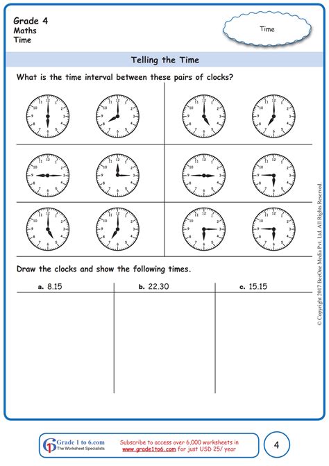 Time Interval Worksheet