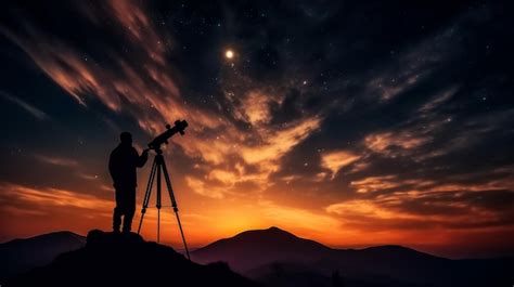 Premium AI Image | A person immersed in stargazing through a telescope