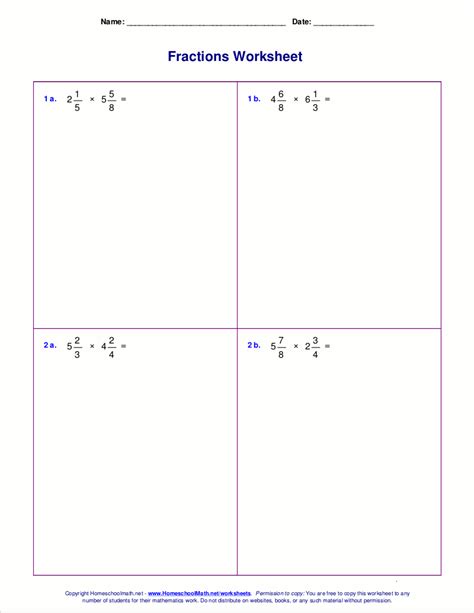 Multiplying Fractions Area Model Worksheet