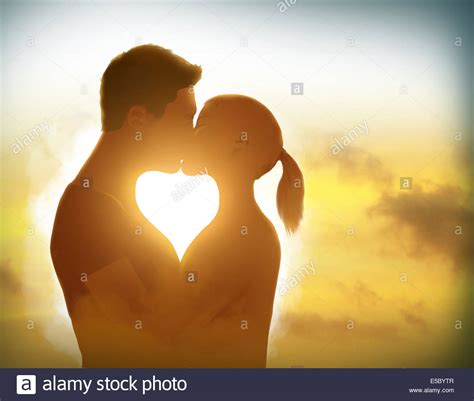 Kissing Romantic Couples Silhouettes