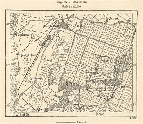 Alkmaar Environs Netherlands Sketch Map Old Antique Plan Chart