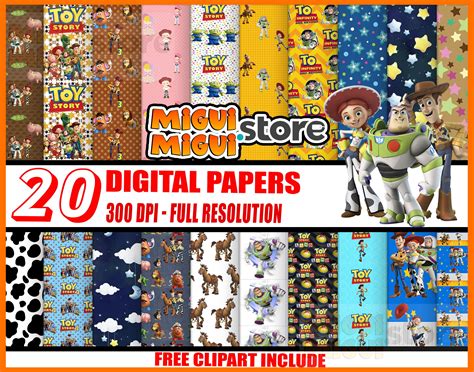 Toy Story Digital Paper Toy Story Paper Pack Free Png Toy Etsy