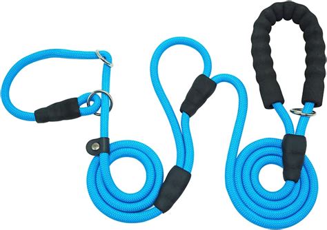 Mycicy Double Handle Slip Dog Leash Anti Choking 7ft Heavy Duty Rope