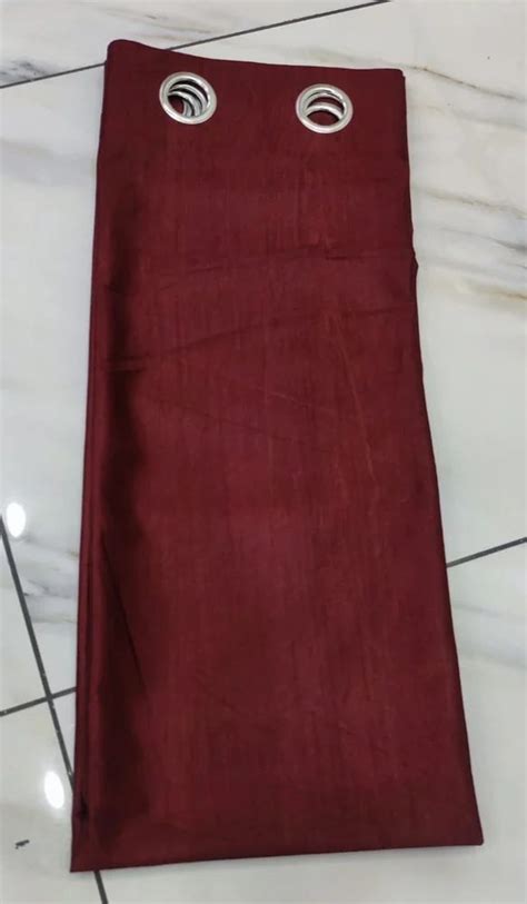 Plain Dark Maroon Polyester Long Crush Curtain For Door And Window