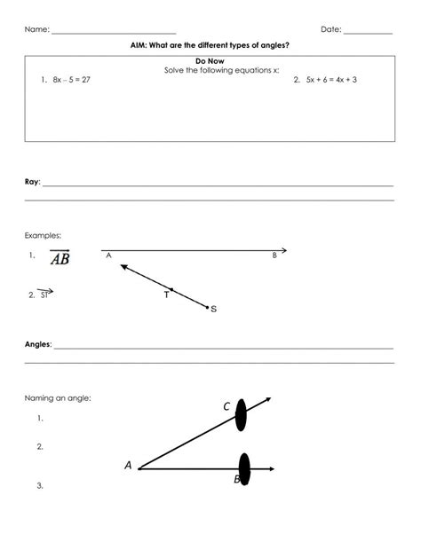 Ray, Angles, Lines worksheet | Live Worksheets