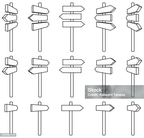 Vector Illustration Set Of Guidepost Signs Ans Directional Signs Of