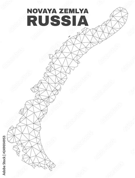 Abstract Novaya Zemlya Islands Map Isolated On A White Background