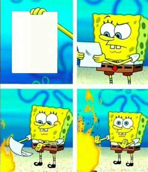 Bob Esponja Leyendo Y Quemando Un Papel Plantilla Spongebob Memes Funny Memes Dankest Memes