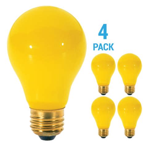 Pack YELLOW BUG LIGHT BULBS 60W Watt A19 Medium E26 120V 60A Bug 60A YB