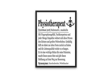 Physiotherapeut Geschenk Poster mit Rahmen Geschenk für