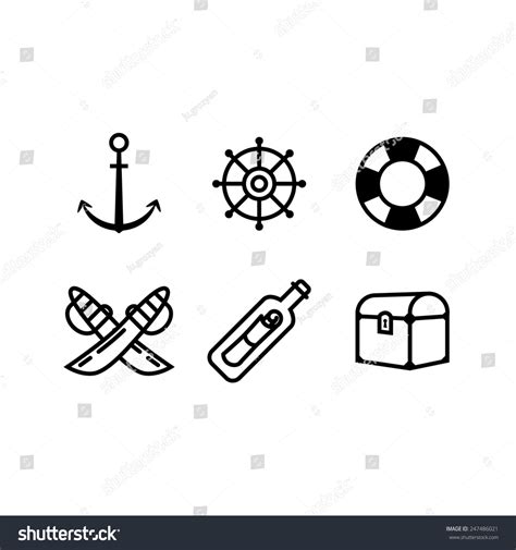 Marine Theme Icon Set Pirate Theme Stock Vector Royalty Free 247486021