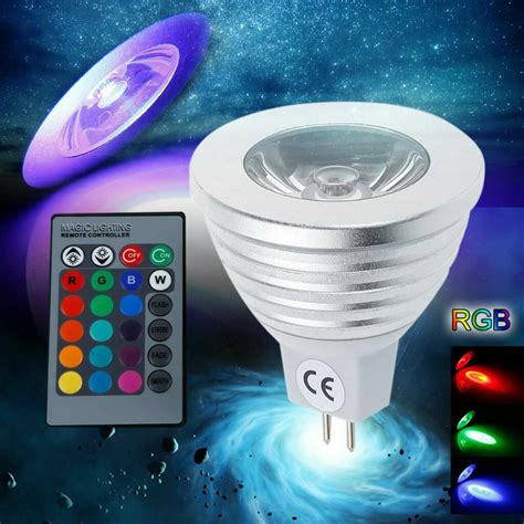 16 Color Changing MR16 3W RGB LED Light Bulb Lamp AC DC 12V IR Remote