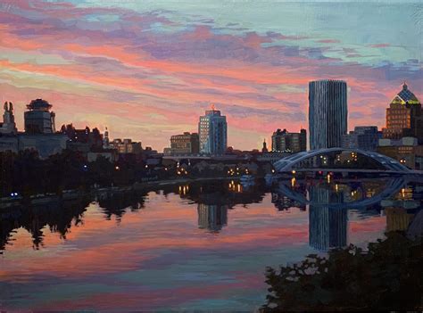 My latest acrylic painting of a city skyline : r/painting