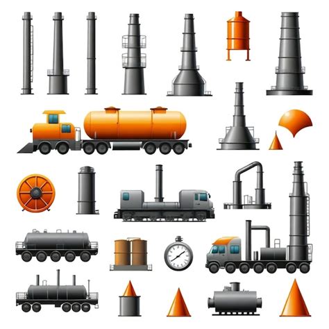 industrial vector set white background isolated premium ai generated