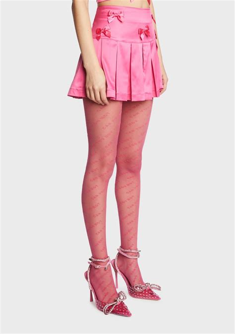 Sugar Thrillz Satin Bow Pleated Mini Skirt Pink Dolls Kill