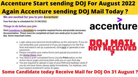 Accenture Starts Sending Date Of Joining For August Accenture