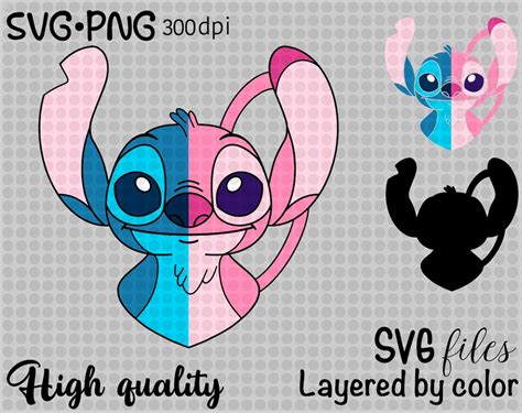 Stitch And Angel Svg Layered Svg Heart Love Svg Layered By Etsy