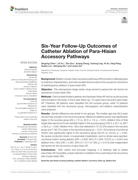 Pdf Six Year Follow Up Outcomes Of Catheter Ablation Of Para Hisian