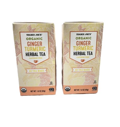 Trader Joe S Organic Ginger Turmeric Herbal Tea Boxes Caffeine Free