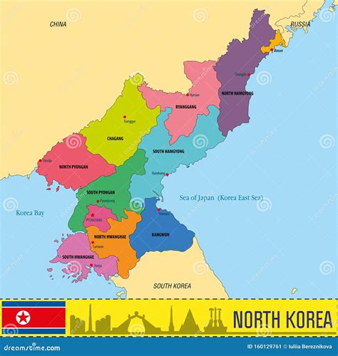 Political Vector Map Of North Korea Stock Vector Illustration Of