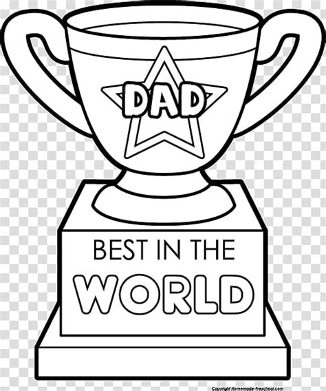 White Dad Best In The World Trophy Silhouette Father S Day Drawing