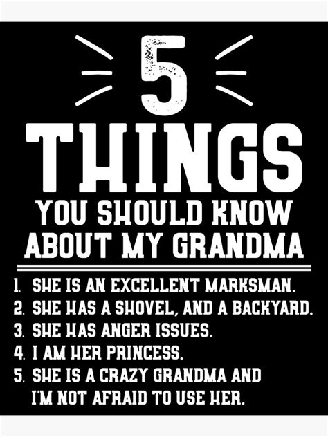 5 Things You Should Know About My Grandma Poster By Lsrclothing