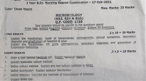 St Year Bsc Nursing Question Paper Microbiology Question Paper