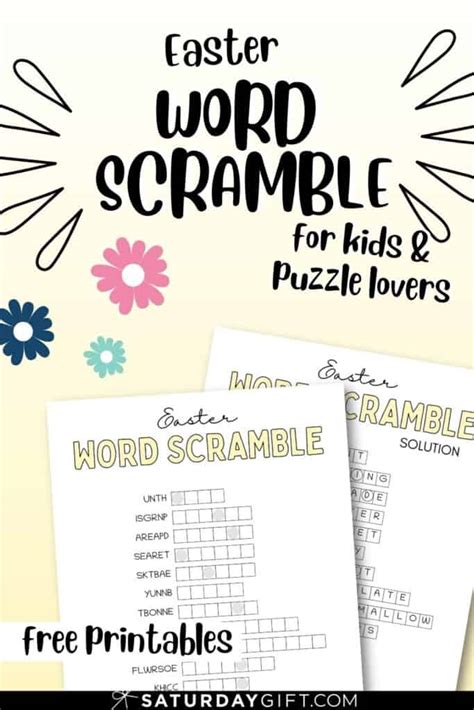 Easter Word Scramble Cute Free Printable SaturdayGift