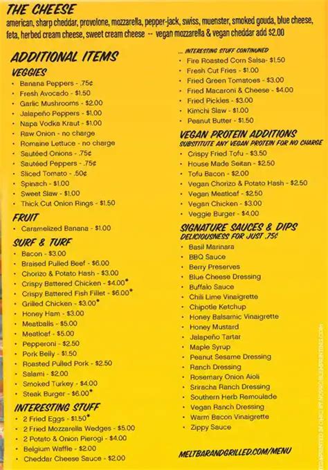 Menu at Melt Bar and Grilled, Akron