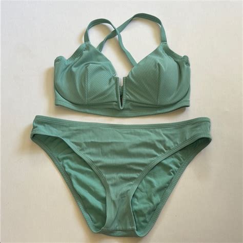 Shade Shore Swim Green Ribbed Bikini Set Poshmark